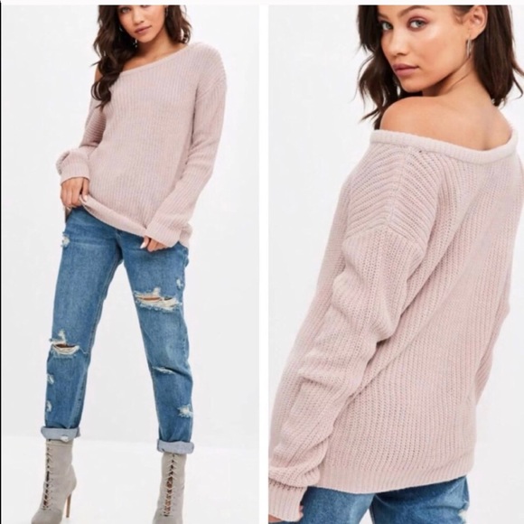 Missguided Sweaters - Missguided Blush Off Shoulder Sweater!